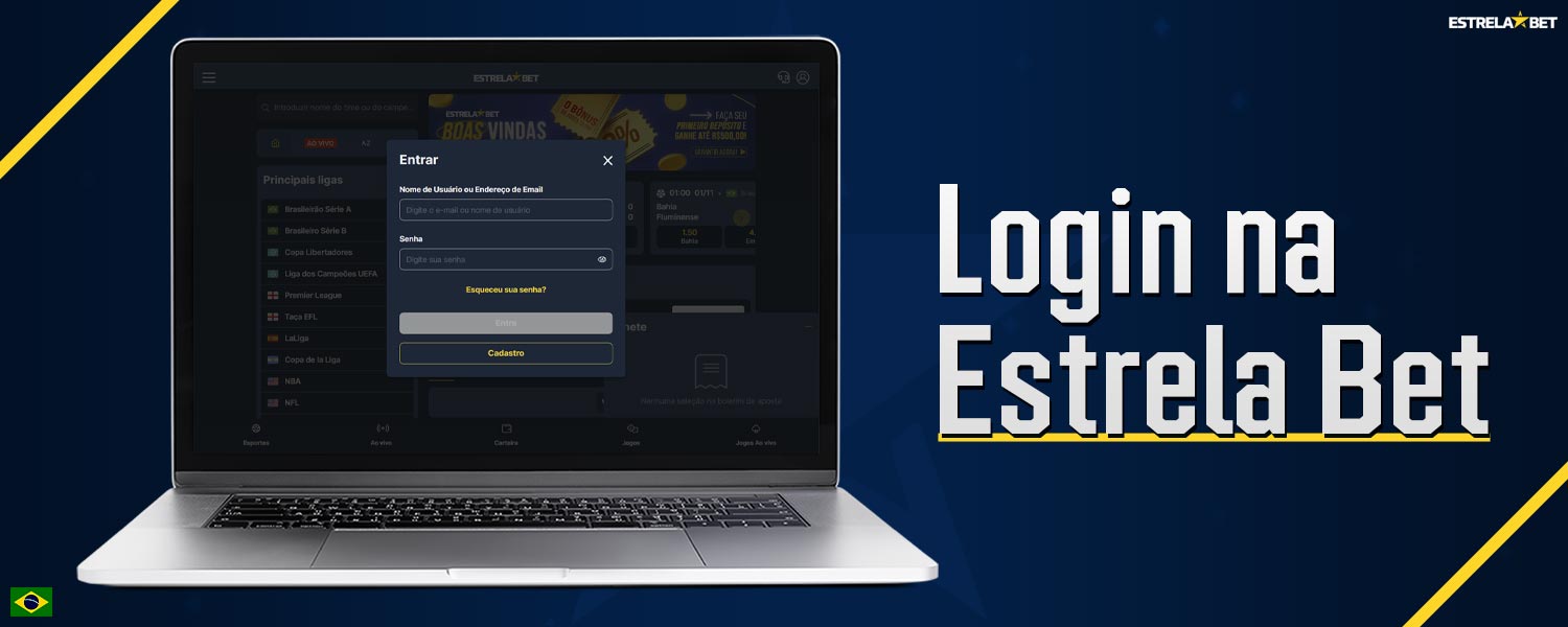 Guia sobre como fazer login na sua conta na plataforma Estrela Bet.
