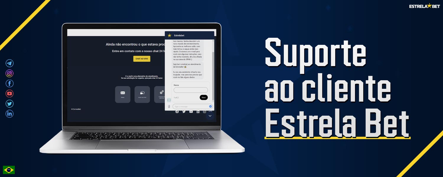 Métodos de contato com o suporte ao cliente da Estrela Bet.