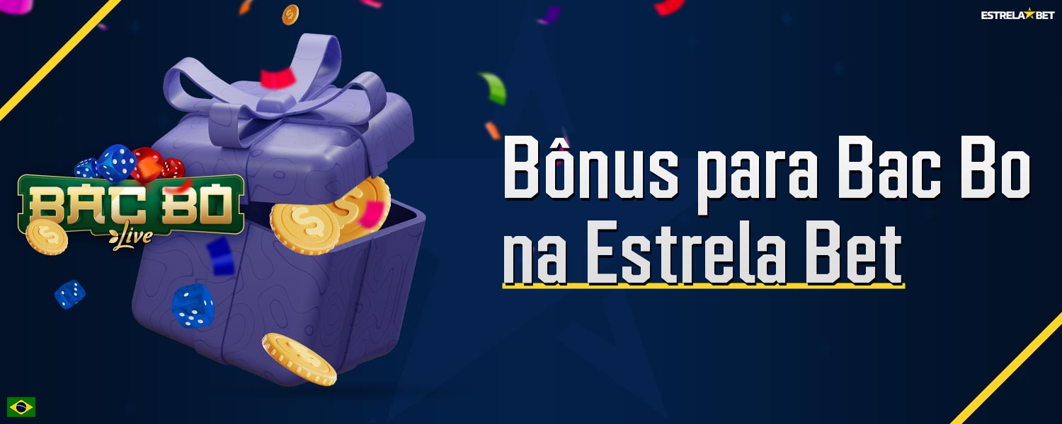 Detalhes sobre os bônus disponíveis para o jogo Bac Bo oferecidos pela Estrela Bet para jogadores no Brasil.