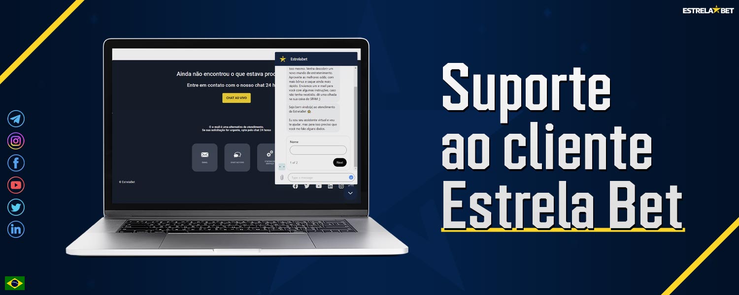 Métodos de contato com o suporte ao cliente da Estrela Bet.