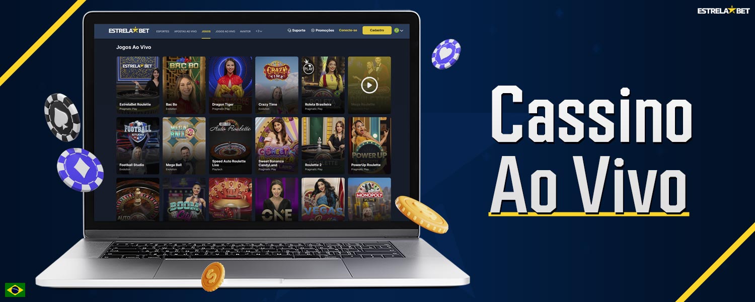 Análise detalhada da seção "Cassino Ao Vivo" na plataforma Estrela Bet.
