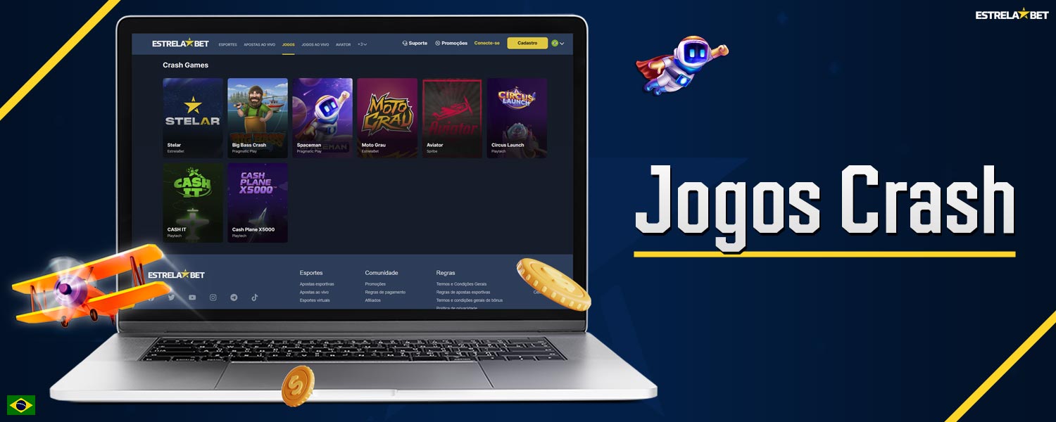 Análise detalhada da seção "Jogos Crash" na plataforma Estrela Bet.