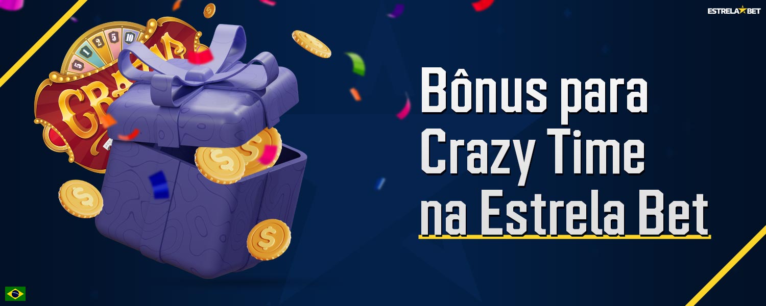 Detalhes sobre os bônus disponíveis para o jogo Crazy Time oferecidos pela Estrela Bet para jogadores no Brasil.