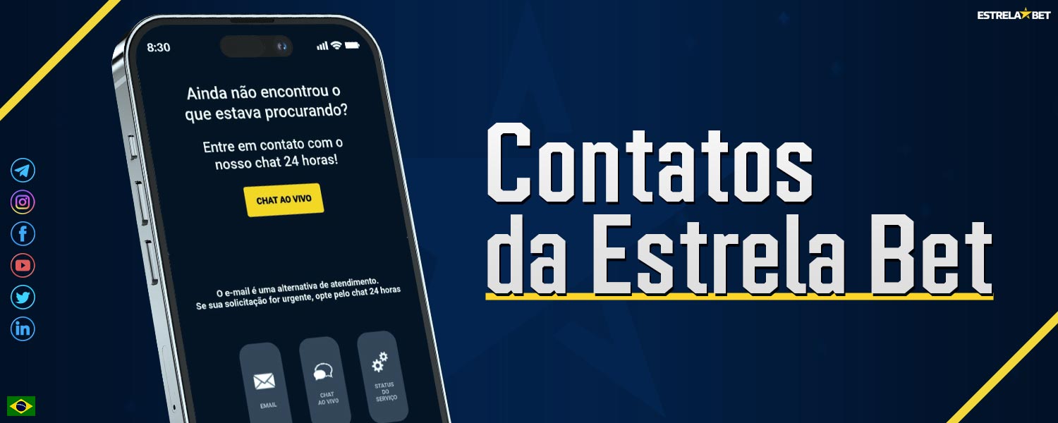 Formas de entrar em contato com o suporte da Estrela Bet.